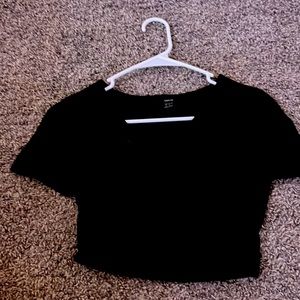 plan black crop top , v neck